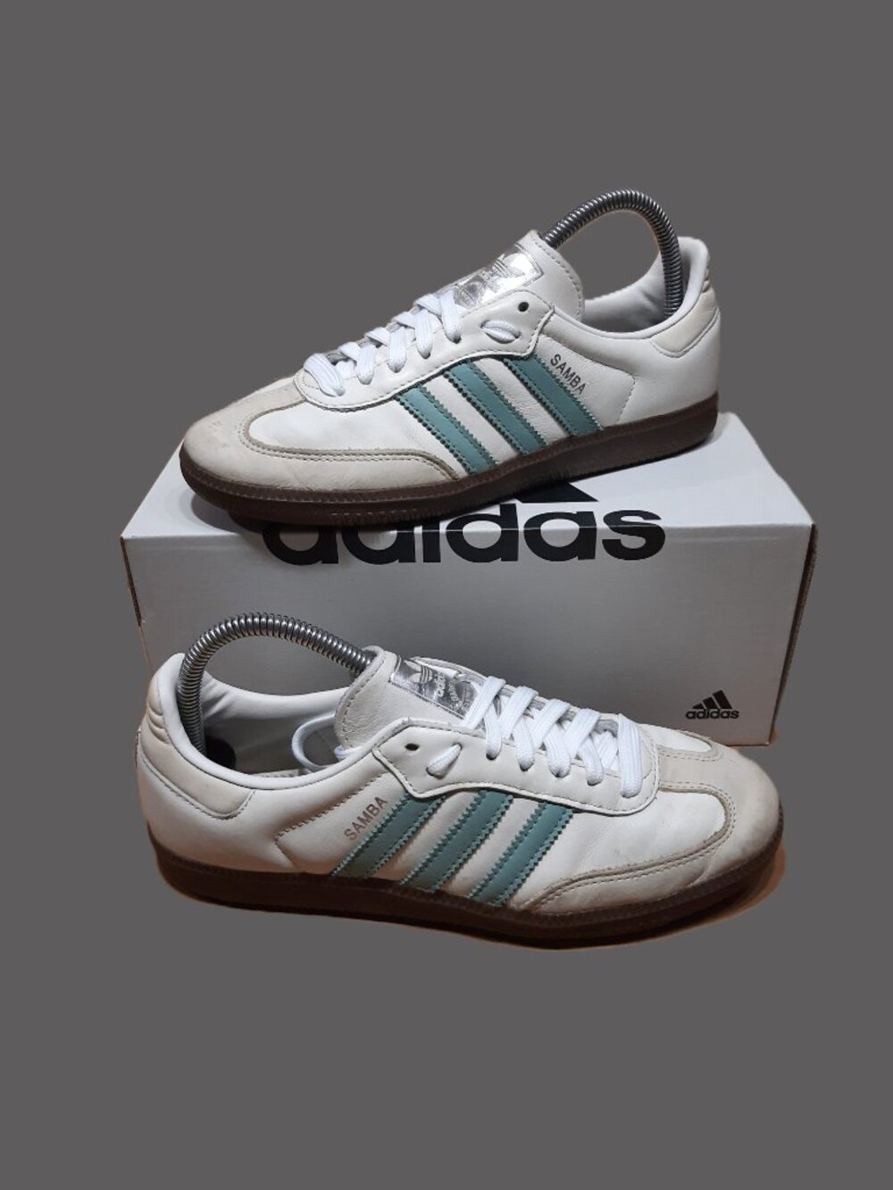 Adidas Samba Originals OG Womens Size 7.5 Ivory Green Brown Gum Sneakers (#2407) - Picture 2 of 14